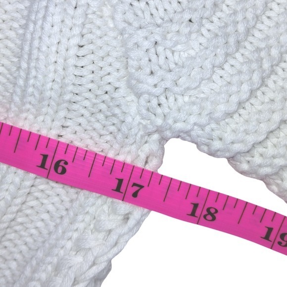 ChicWish Womens Sweater Sz S White Cable Knit Balloon Sleeve Cropped Cozy Casual - Picture 9 of 13